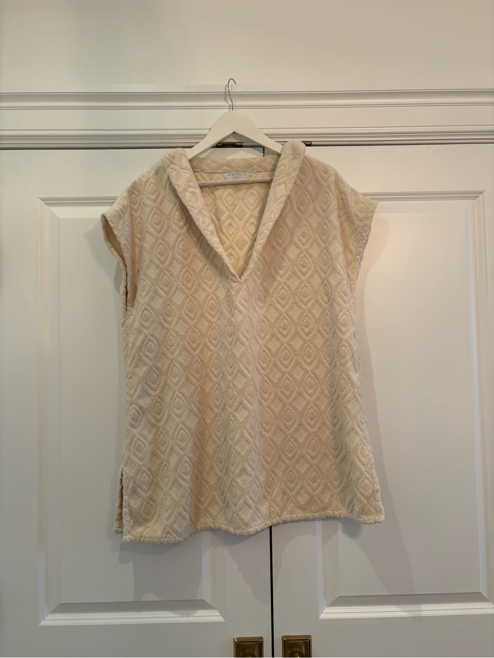Cream Textured V-Neck Sleeveless Cover-Up